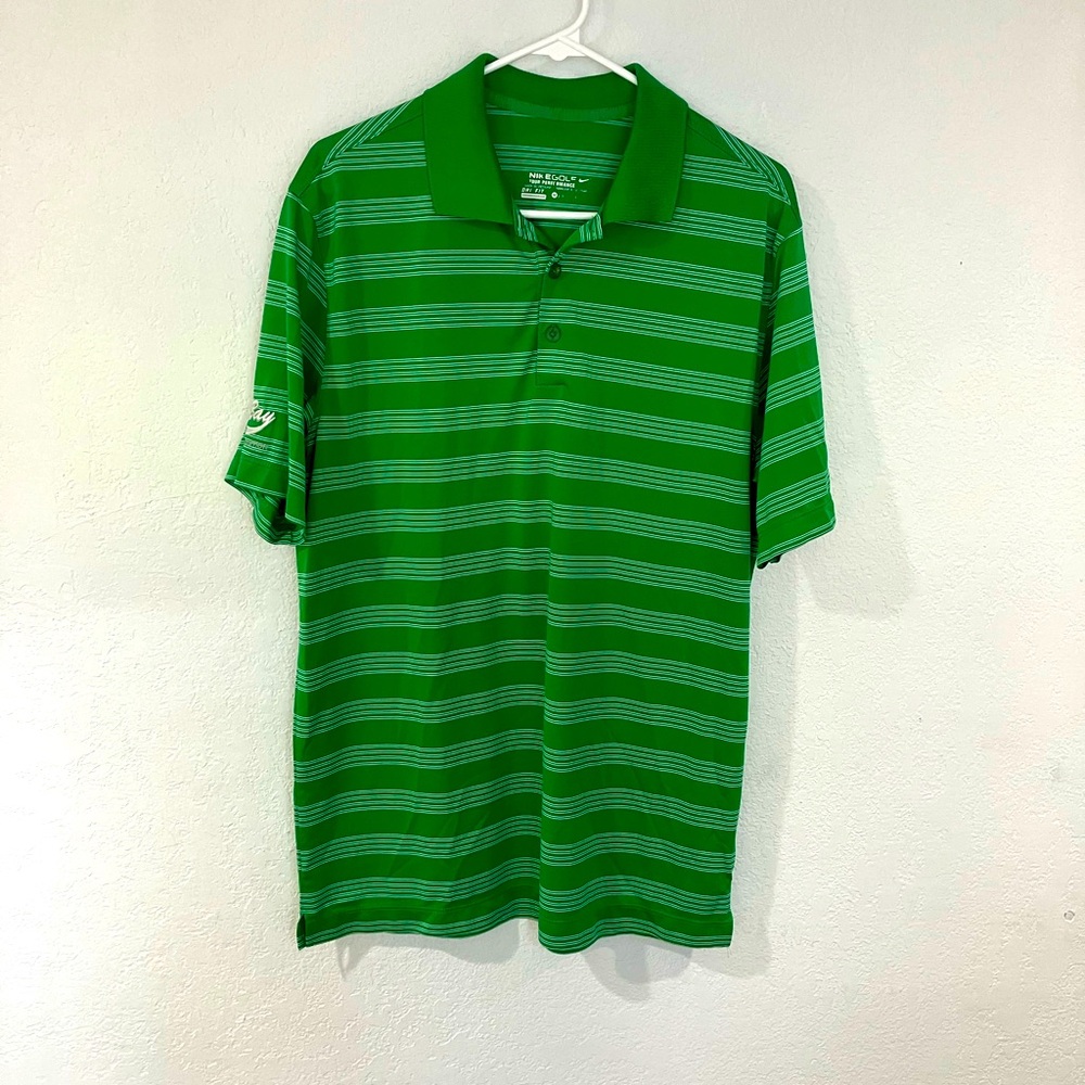 Nike Golf Men’s Medium Polo Short sleeve top Green striped bright work